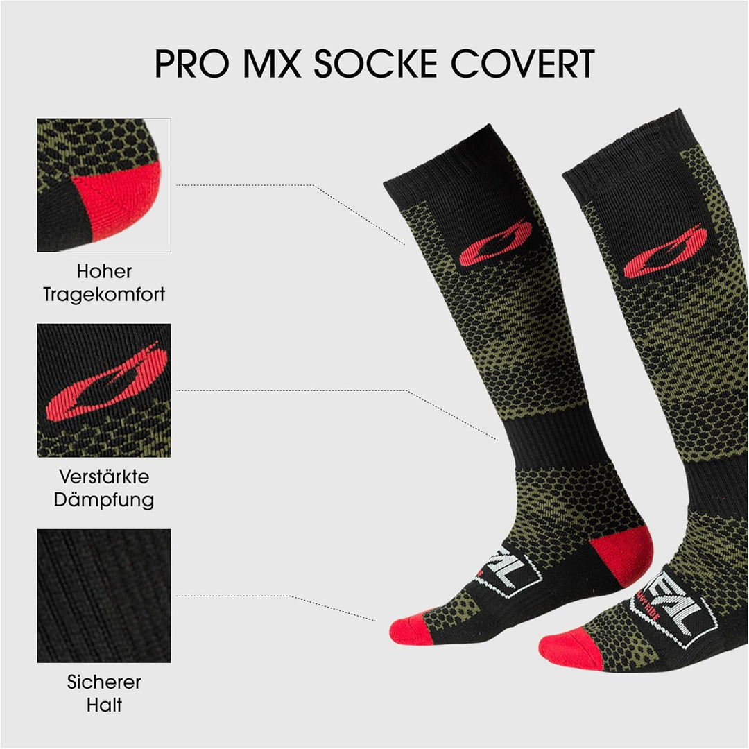 O'NEAL Herren Pro Mx Sock Motorradsocken (1er Pack) Einheitsgrösse schwarz/grün, Einheitsgrö&#x