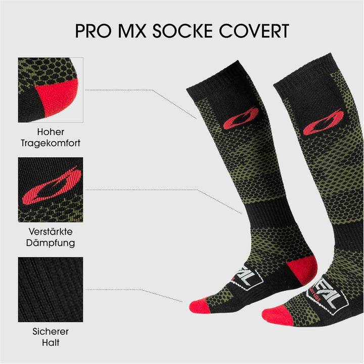 O'NEAL Herren Pro Mx Sock Motorradsocken (1er Pack) Einheitsgrösse schwarz/grün, Einheitsgrö&#x