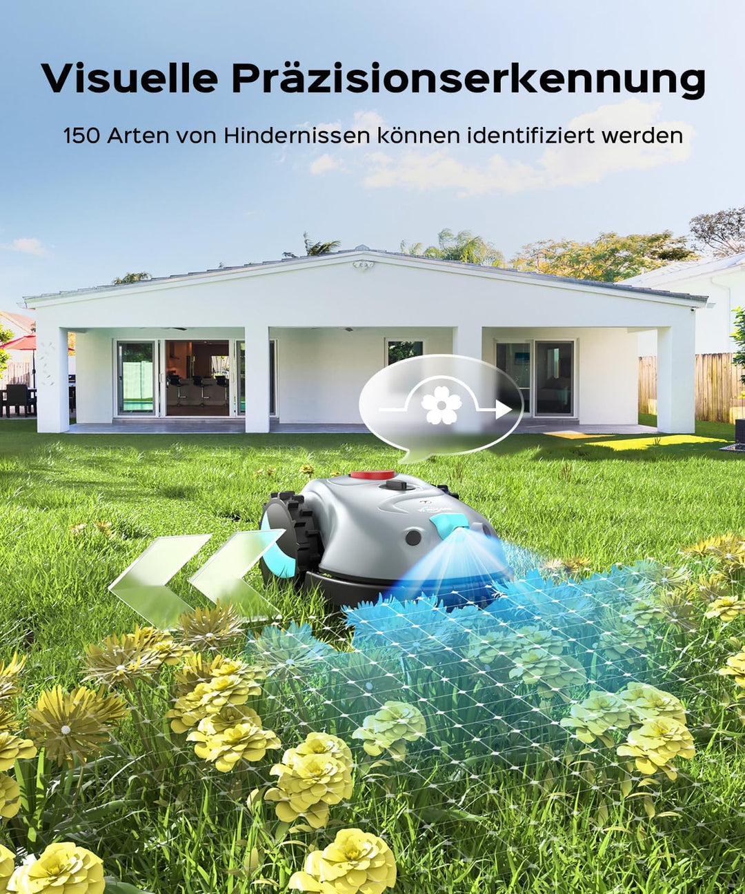 V100 Mähroboter ohne Begrenzungskabel, mit Vision Navigation, 150 Hinderniserkennung, Rasenroboter b