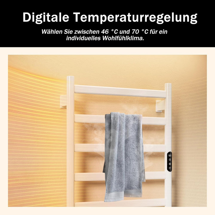 Handtuchheizkörper Elektrisch, Badheizkörper Handtuchhalter, Wählbare Temperatur, Touch Control LED-