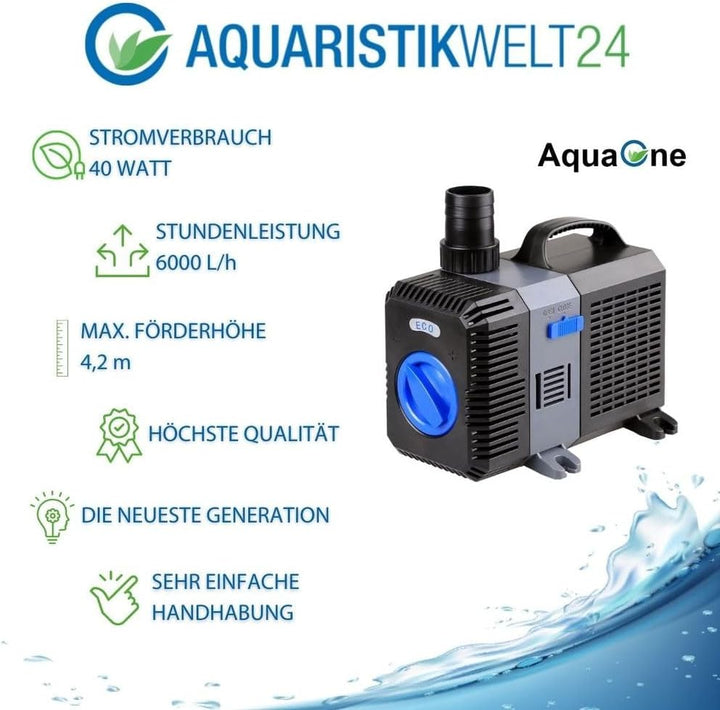 AquaOne CTP-6000 Aquarium &amp; Teichpumpe 40 Watt Eco Motor 6000 l/h Förderpumpe, Pumpe, Aquariumpumpe