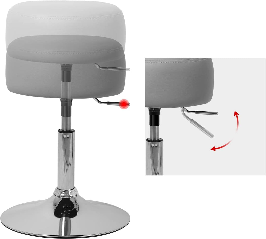 ML-Design Schminkhocker 2er Set Hellgrau aus Stahl verchromt, Sitzhocker rund Ø33cm, Schminktisch Ho