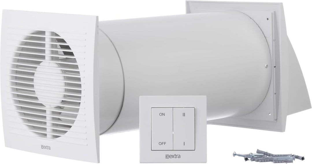 Steinberg14 Weiss 150mm Dezentrale Lüftung mit Wärmerückgewinnung - Rekuperator mit Schalter - Wandl