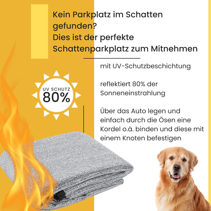 Rosi's Barf-Glück XL Schattennetz Auto 4x6 für Hunde 4x6 m – 24m² Alu UV Sonnenschutz Hitzeschutz Al