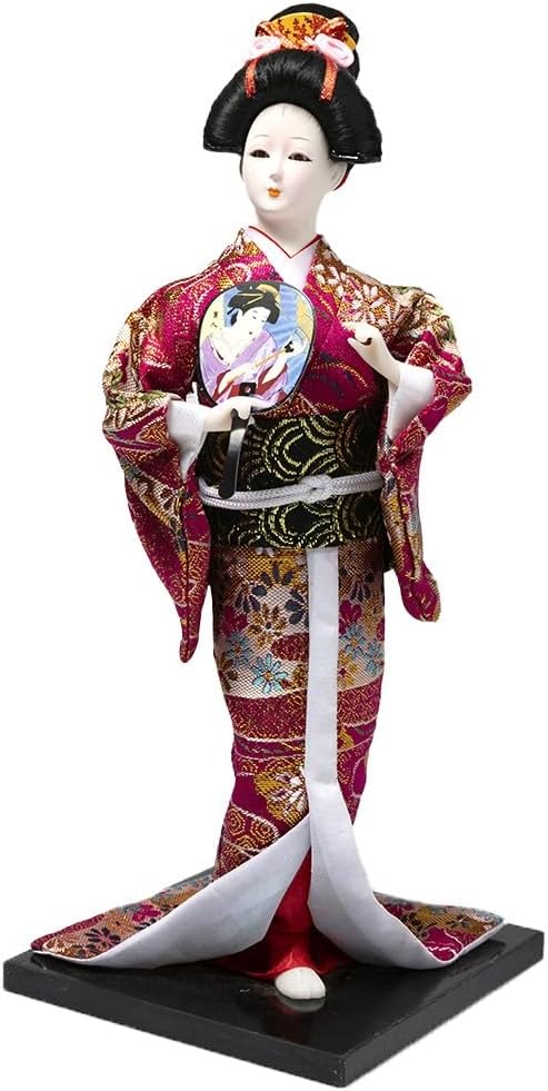 Asiatischer Puppe, japanische Dekoration, Geisha Kimono, Fuchsia, Fuchsia