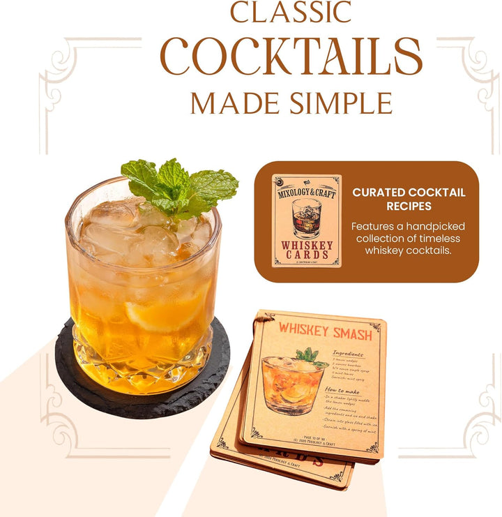 Mixology &amp; Craft Whisky Gläser Geschenkset für Männer &amp; Frauen - 2 Whiskey Gläser, 8 Whisky Steine,