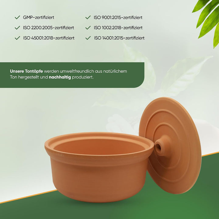 NORDIC SCHILLER Schmortopf, 3500ml, 26x15cm, Naturton, Backofen-Mikrowellen, Gefriergeeignet, Wärmes