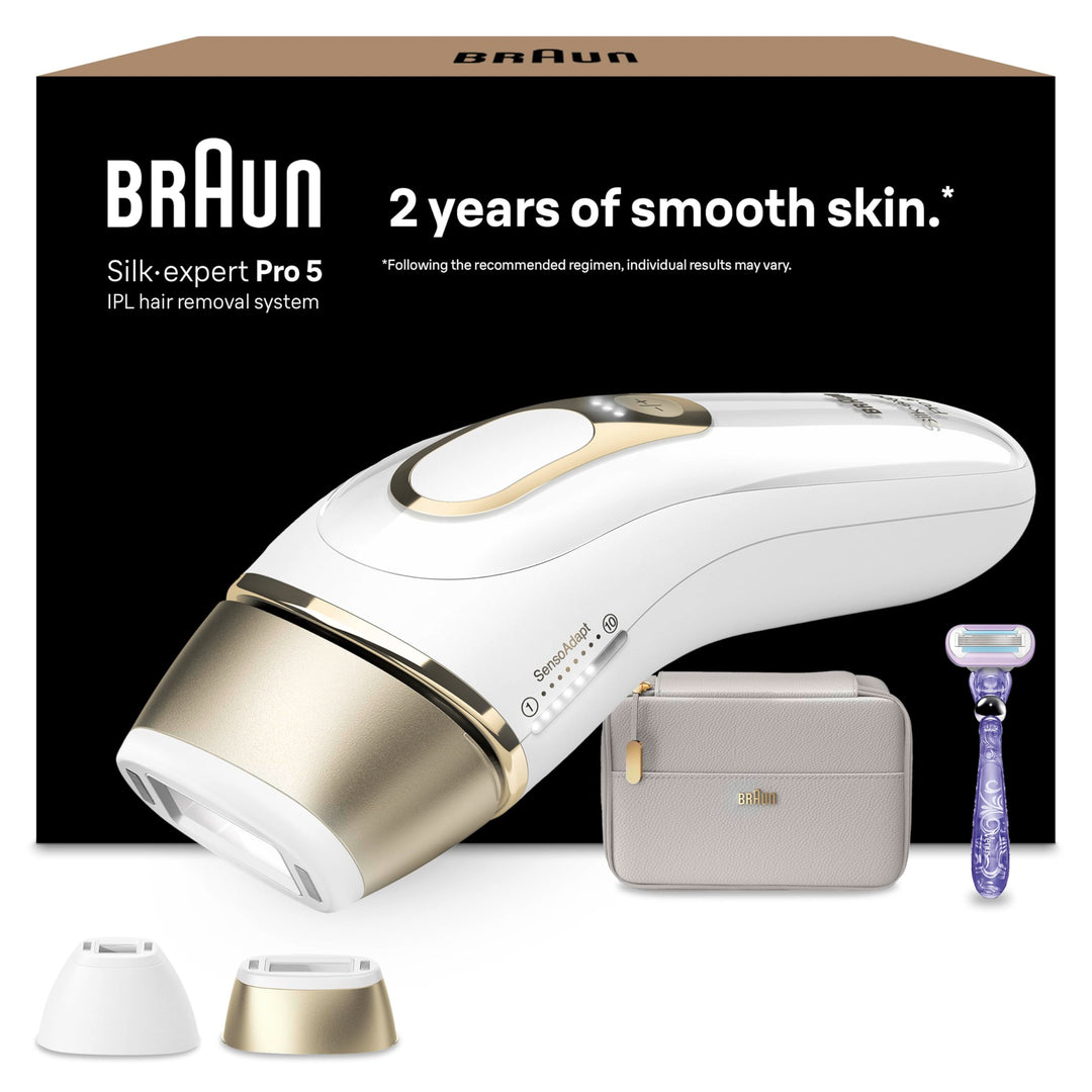 Braun IPL Silk Expert Pro 5 Haarentfernungsgerät Damen/Herren, 2 Aufsätze, sichtbare Haarentfernung,