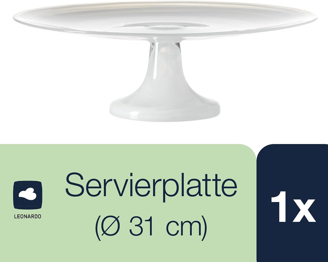 LEONARDO HOME Alabastro Torten-Platte, Teller mit Fuss, Glas-Platte für Torten, Kuchen, Cupkackes in