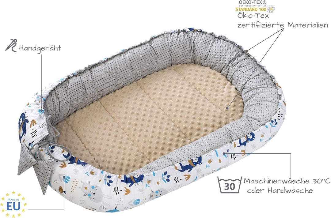 Medi Partners Babynest Kuschelnest Babynestchen 100% Baumwolle Nestchen Reisebett für Babys Säugling