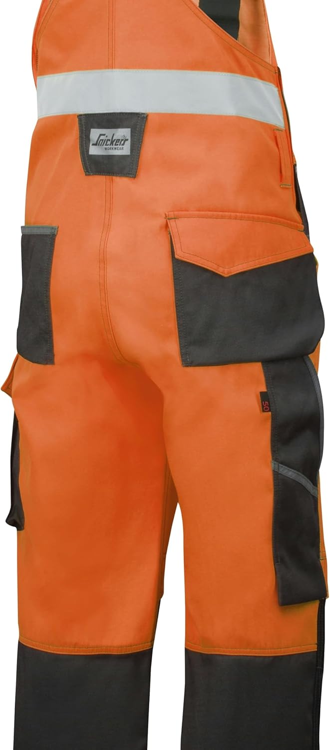 Snickers Workwear High-Vis Latzhose, Grösse 84, orange, 113 84 Signalorange-anthrazit, 84 Signaloran