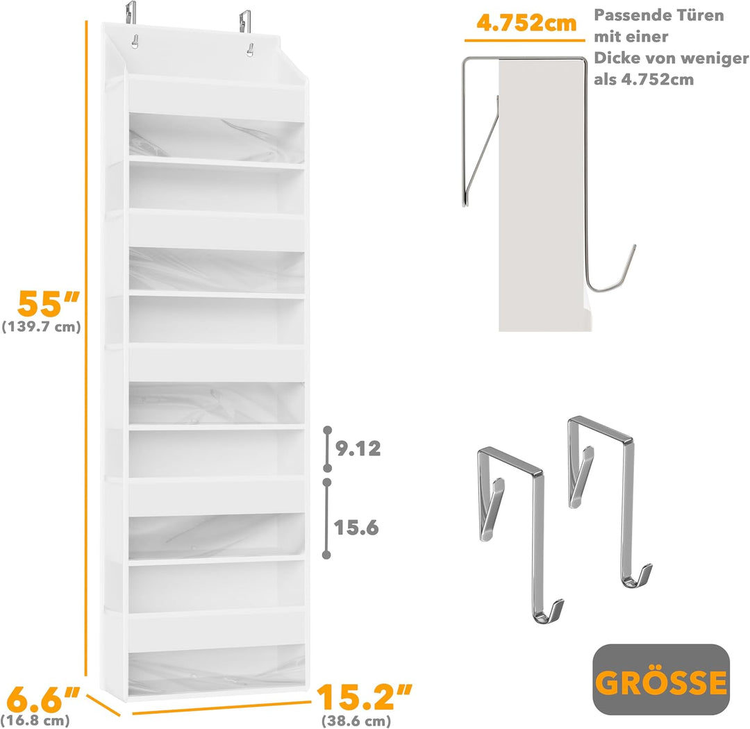 SpaceAid Tür-Organizer mit 5 grossen Taschen und 10 Netz-Seitentaschen, 5 Ebenen, Tür-Organizer zum