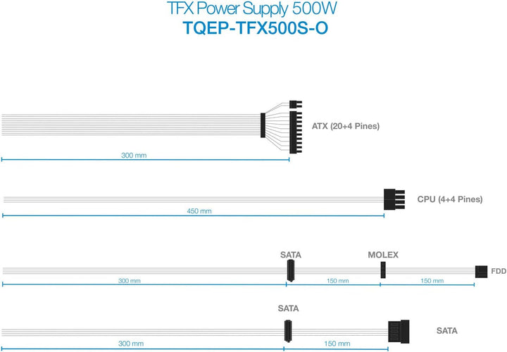 TooQ TQEP-TFX500S-O - 500 W Ecopower II Netzteil TFX 12V V1.3 OEM Silent Fan