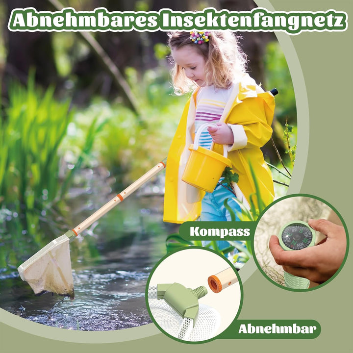 Koala Tagebuch Kinder Outdoor Explorer Kit, 11PCS Bug Catching Kit mit Schmetterlingsnetz, Schaufel,