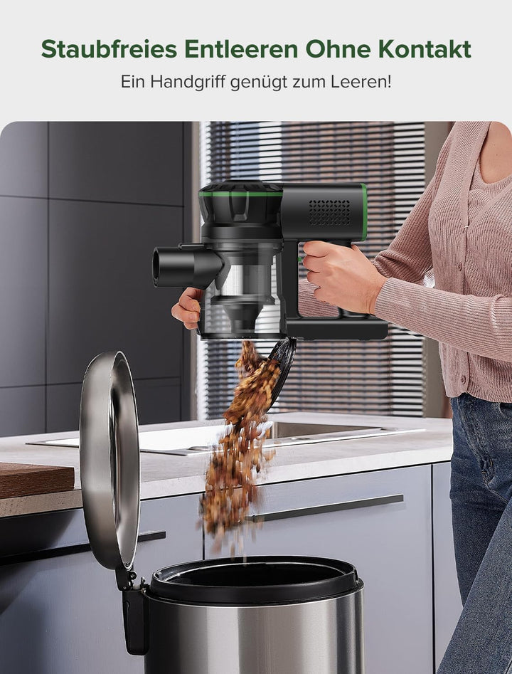 Vexilar V9PRO Akku Staubsauger, 500W/45Kpa/60 Mins Staubsauger Kabellos, Selbststehend Akkustaubsaug