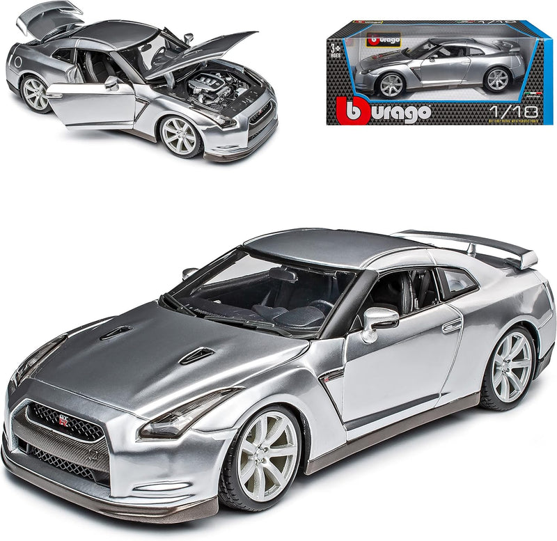 Bburago Nissan Skyline GT-R R35 Coupe Silber Ab 2008 18-12079 1/18 Modell Auto Ohne Wunschkennzeiche