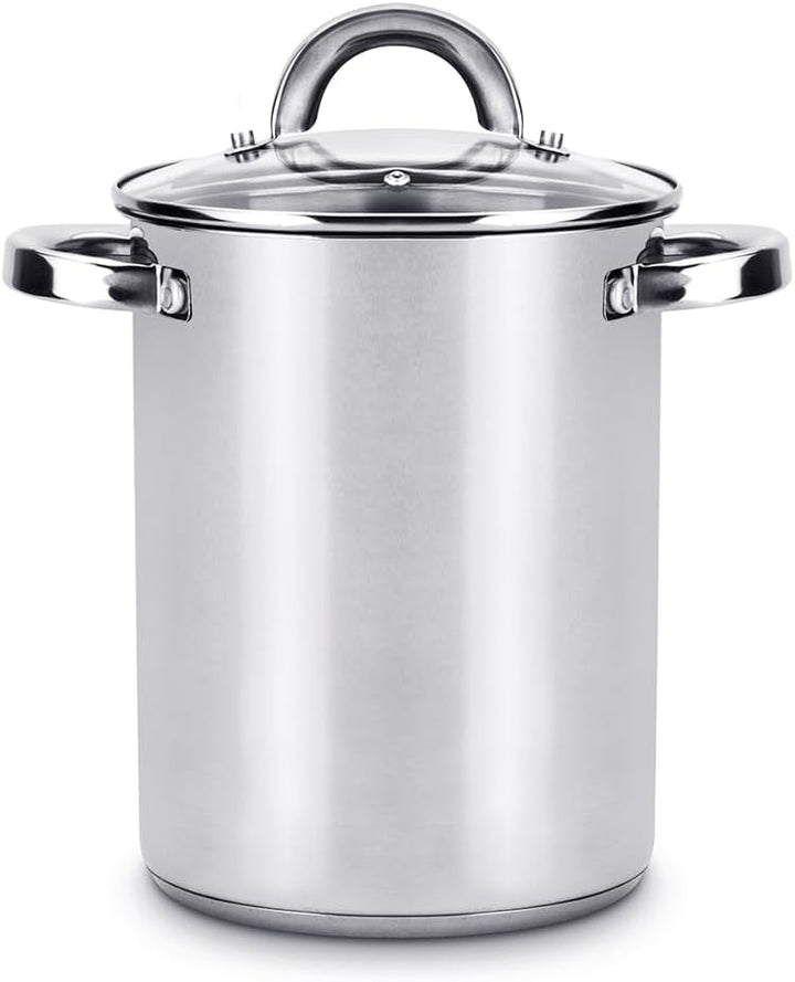 Luckyberg Spargeltopf hoch mit Glasdeckel 16cm, Spargeltopf Induktion, Dampfgarer 4,2l, Cromargan Ed