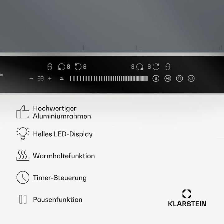 Klarstein DualTone Flex Induktionskochfeld - 4-Zonen Induktionsherd, 7200 W, Flex-Zonen &amp; Thermoboos