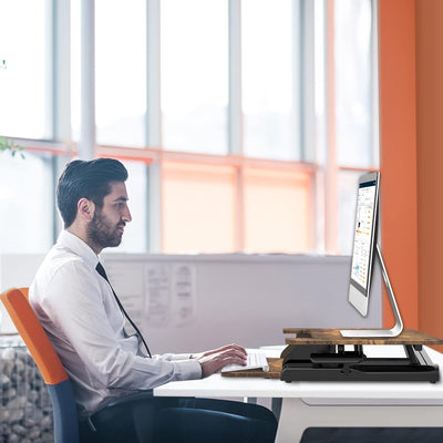 PUTORSEN Höhenverstellbarer Sitz-Steh-Arbeitsplatz Schreibtisch Computer Riser Workstation, Schreibt