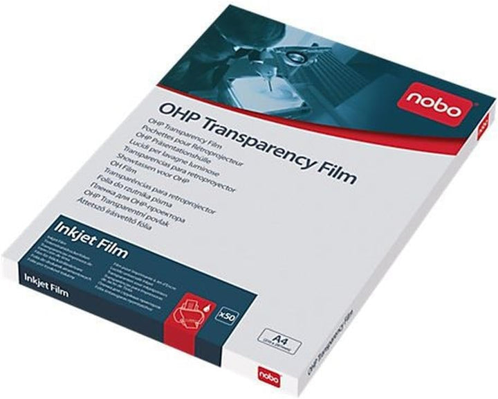 Nobo Folie 50 Stück DIN A4 für Inkjetdrucker 120my Stärke Kompatibel mit Tintenstrahldrucker, Tinten