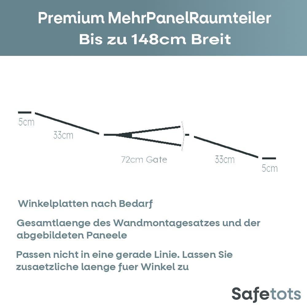 Safetots Premium MehrPanelRaumteiler, bis zu 148cm Breit, Schwarz, 70cm Hoch, MehrPanelflexible Raum