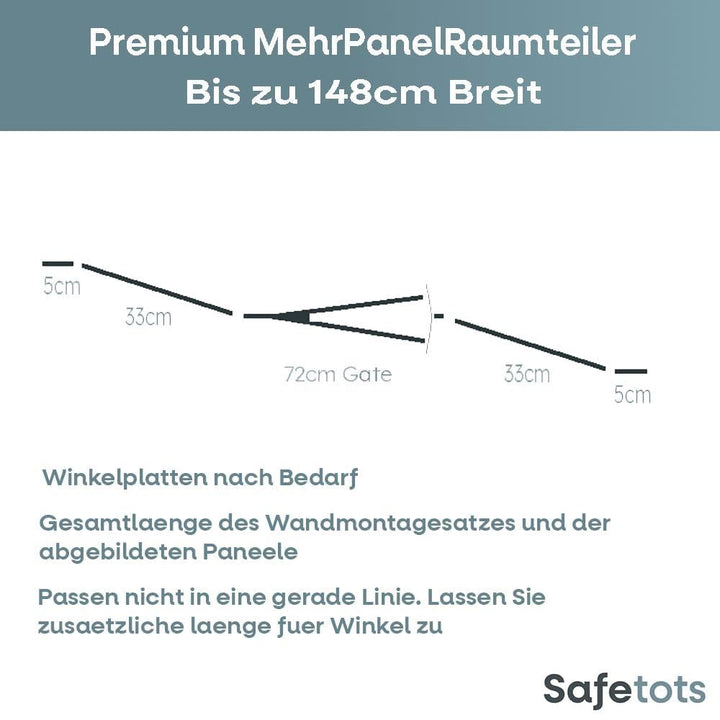 Safetots Premium MehrPanelRaumteiler, bis zu 148cm Breit, Schwarz, 70cm Hoch, MehrPanelflexible Raum