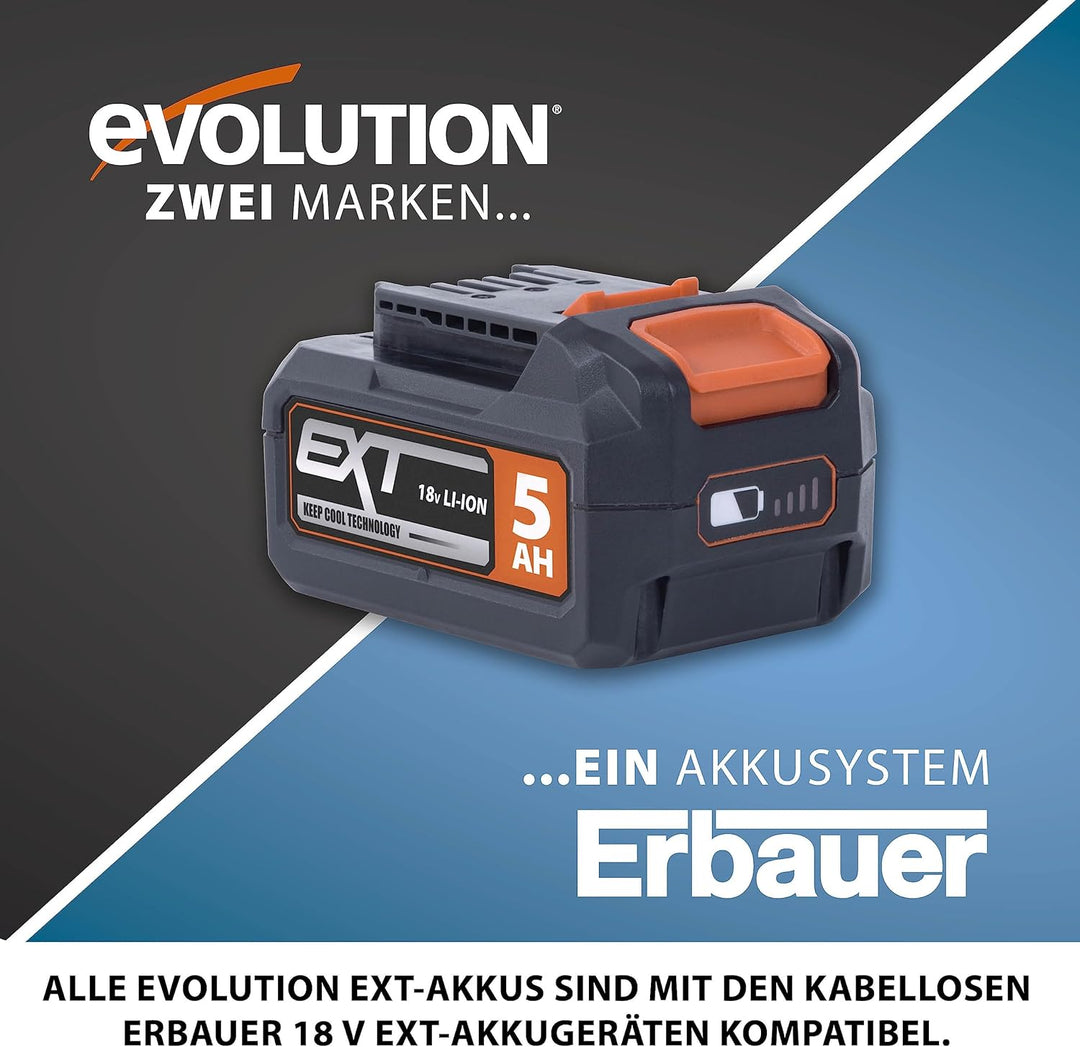 Evolution Power Tools Lithium-Ionen-Akkupack, 5 Ah, 18 V Akku 5Ah, Akku 5Ah