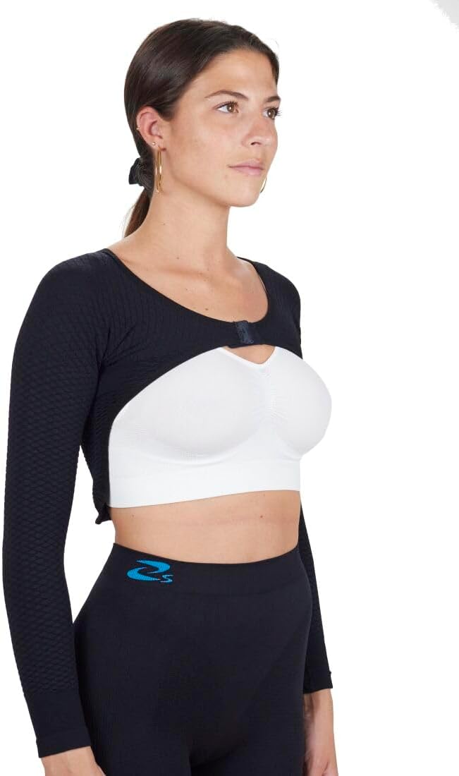 CzSalus Lipödem Lymphödem Straffende und schlank machende K2 Kompressions Ärmel (Schwarz, XXL) Schwa