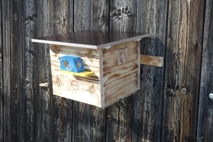 Hummelkasten zum Stellen oder aufhängen, mit Wachsmottensperre, 2X Sichtfenster und Nistmaterial ede