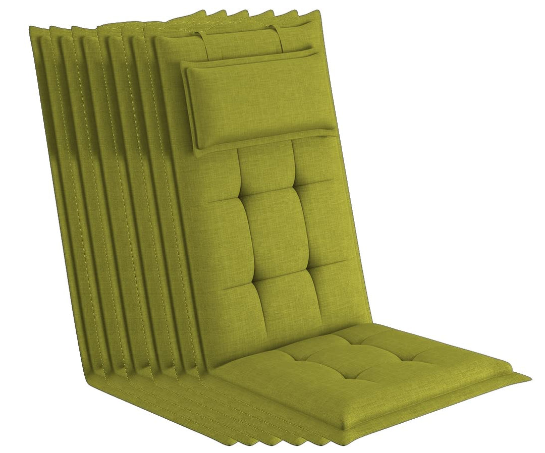 sunnypillow 6 Stück Gartenstuhlauflagen mit abnehmbarem Kopfpolster - 120 x 50 x 9cm - Stuhlauflagen