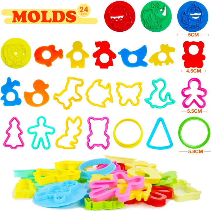 Knetwerkzeug, 53 Stück Knete Zubehör Kinder Plastilin Werkzeuge, Knete Ausstechformen Extruder Model