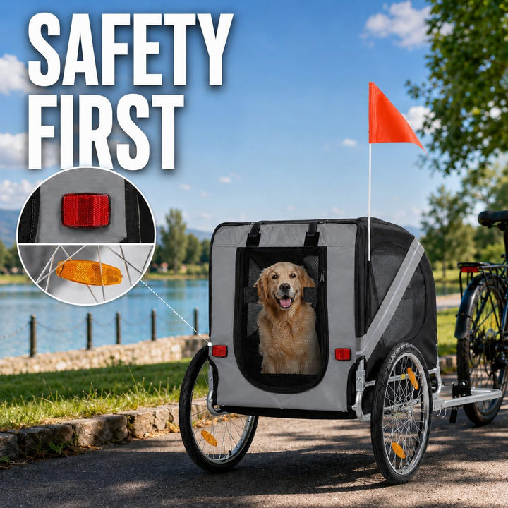 zoomundo Fahrradanhänger Hundeanhänger für Hunde-Transport Silver Frame Dunkelgrau/Schwarz, Dunkelgr