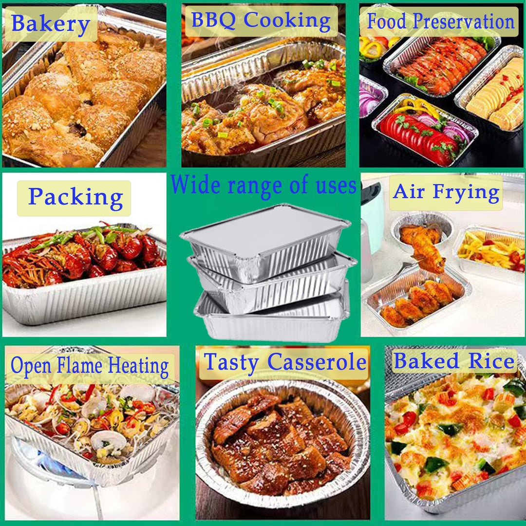 Xinfuquan Alu grillschalen Grossformat,Aluschalen mit deckel,Grill Aluschalen 20Stück-2200ml/Einweg