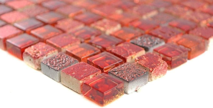 Mosaik Fliese Transluzent rot Glasmosaik Crystal Resin rot für WAND WC KÜCHE FLIESENSPIEGEL THEKENVE