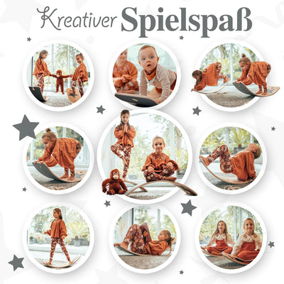 Kids Woody Star® Balance Board Kinder [EXTRA Fingerschutz] Montessori Spielzeug ab 3 Jahre | Wackelb