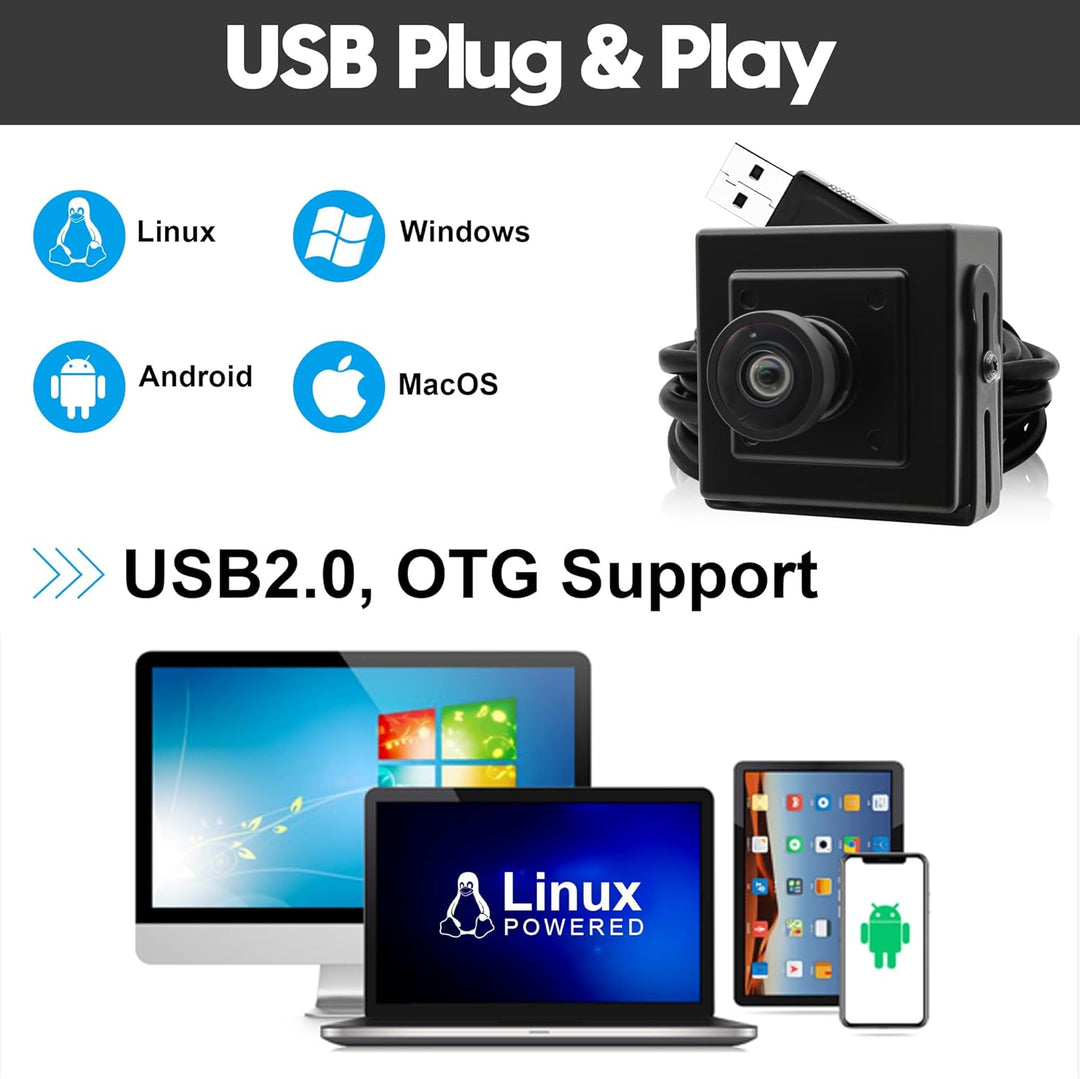 Svpro 5MP 30FPS USB Kamera IMX335 Sensor Fisheye Webcam - für 3D Drucker, Lasergravierer, Machine Vi