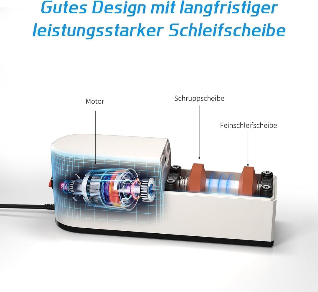 Elektrischer Messerschärfer, 5 in 1 Messerschärfsystem mit gerader Klinge, Profi-Diamant Messerschär