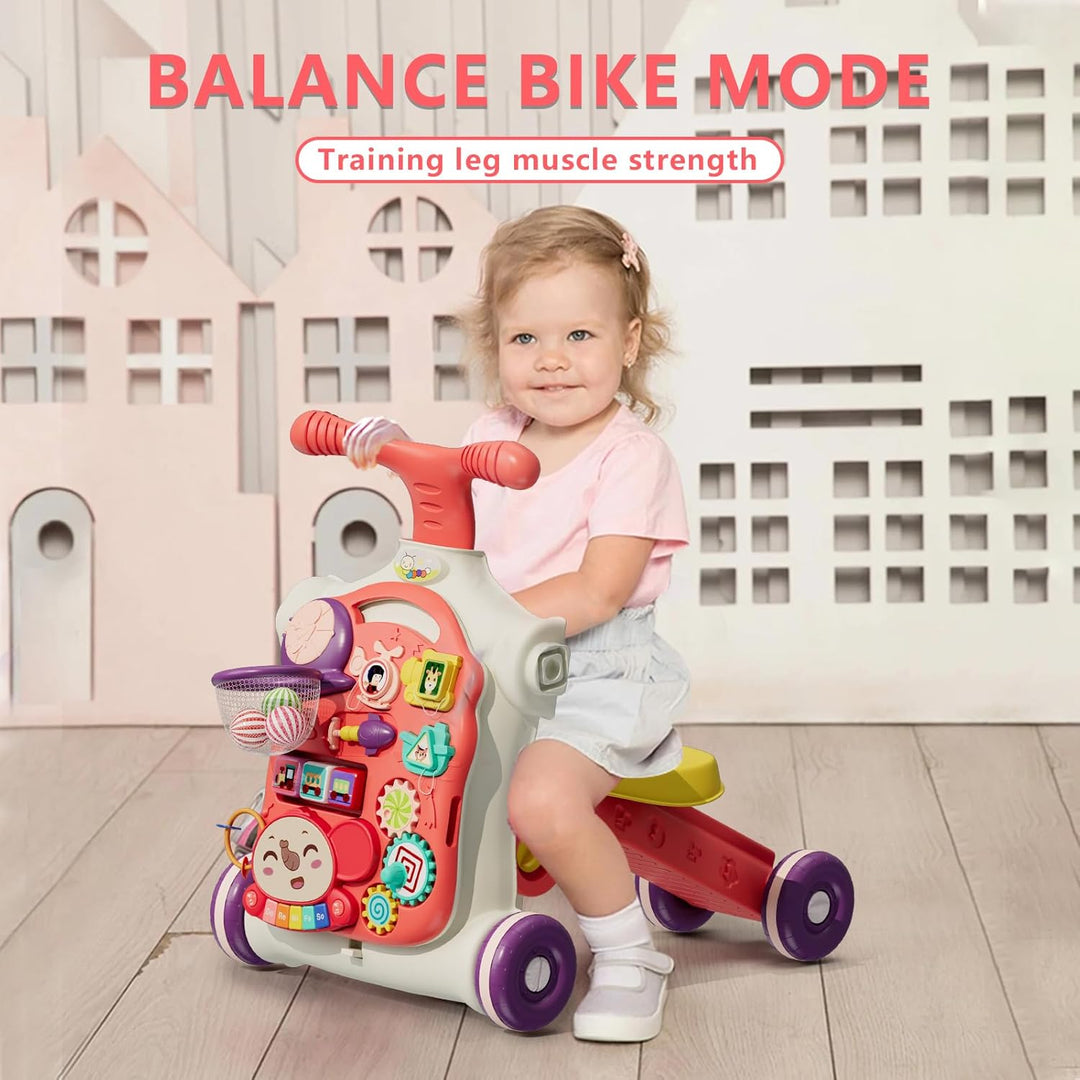 HYES 5 in 1 Lauflernwagen, Baby Spiel und Lauflernhilfe mit Musik und Abnehmbarem Spielboard, Laufwa
