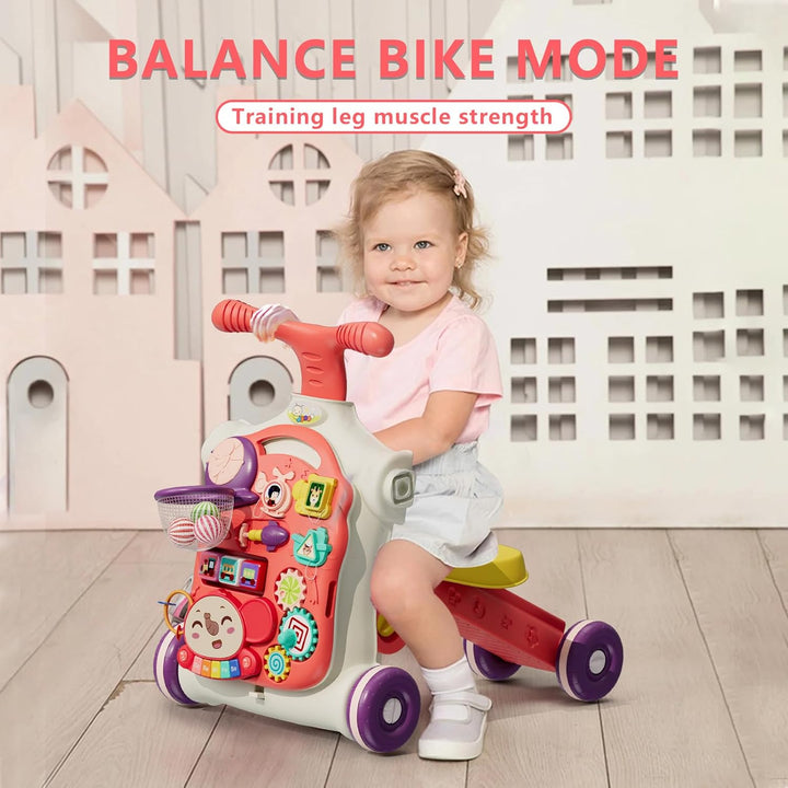 HYES 5 in 1 Lauflernwagen, Baby Spiel und Lauflernhilfe mit Musik und Abnehmbarem Spielboard, Laufwa