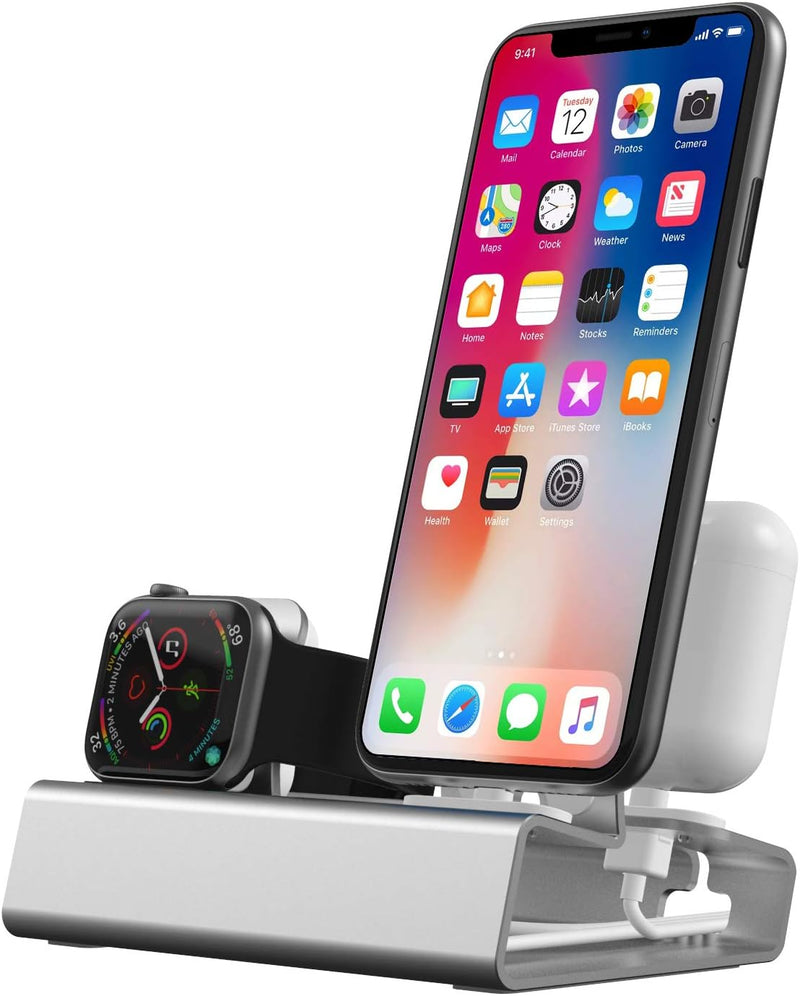 Ladestation für Apple Watch und iPhone Airpods, 3 in 1 Aluminum Docking Station Halterung iWatch Stä