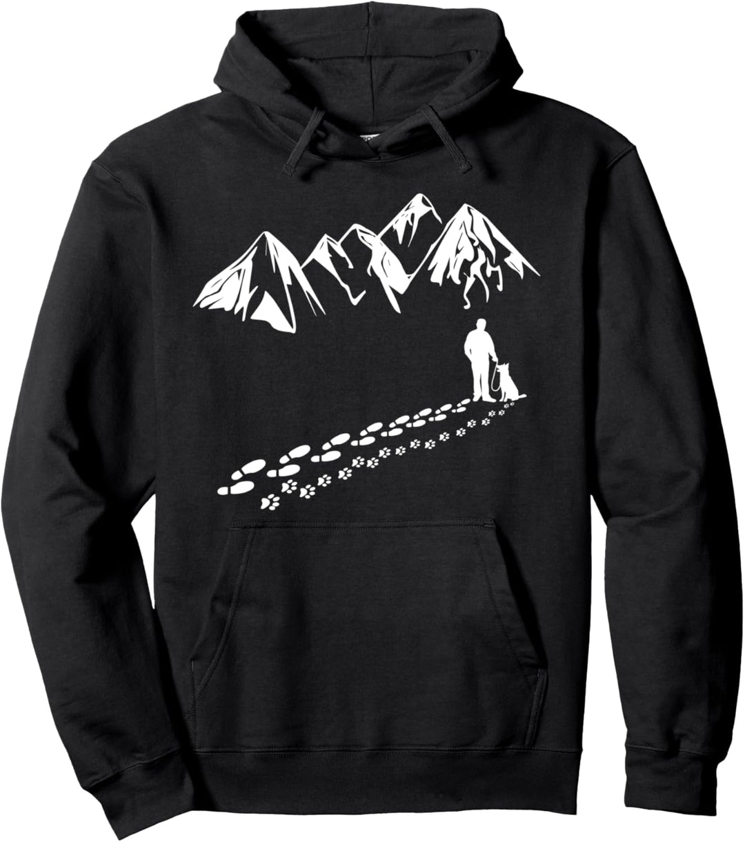 Berge Hund Wandern Gassi Geschenk für Hundebesitzer Pullover Hoodie