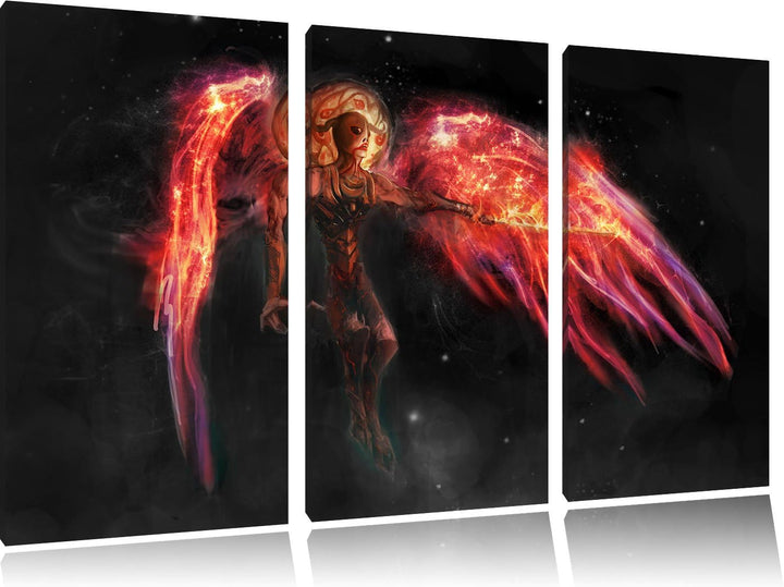 Pixxprint Alien Teufel im Weltraum als Leinwandbild/Grösse: 3 Teilig (120x80 cm) cm/Wandbild/Kunstdr