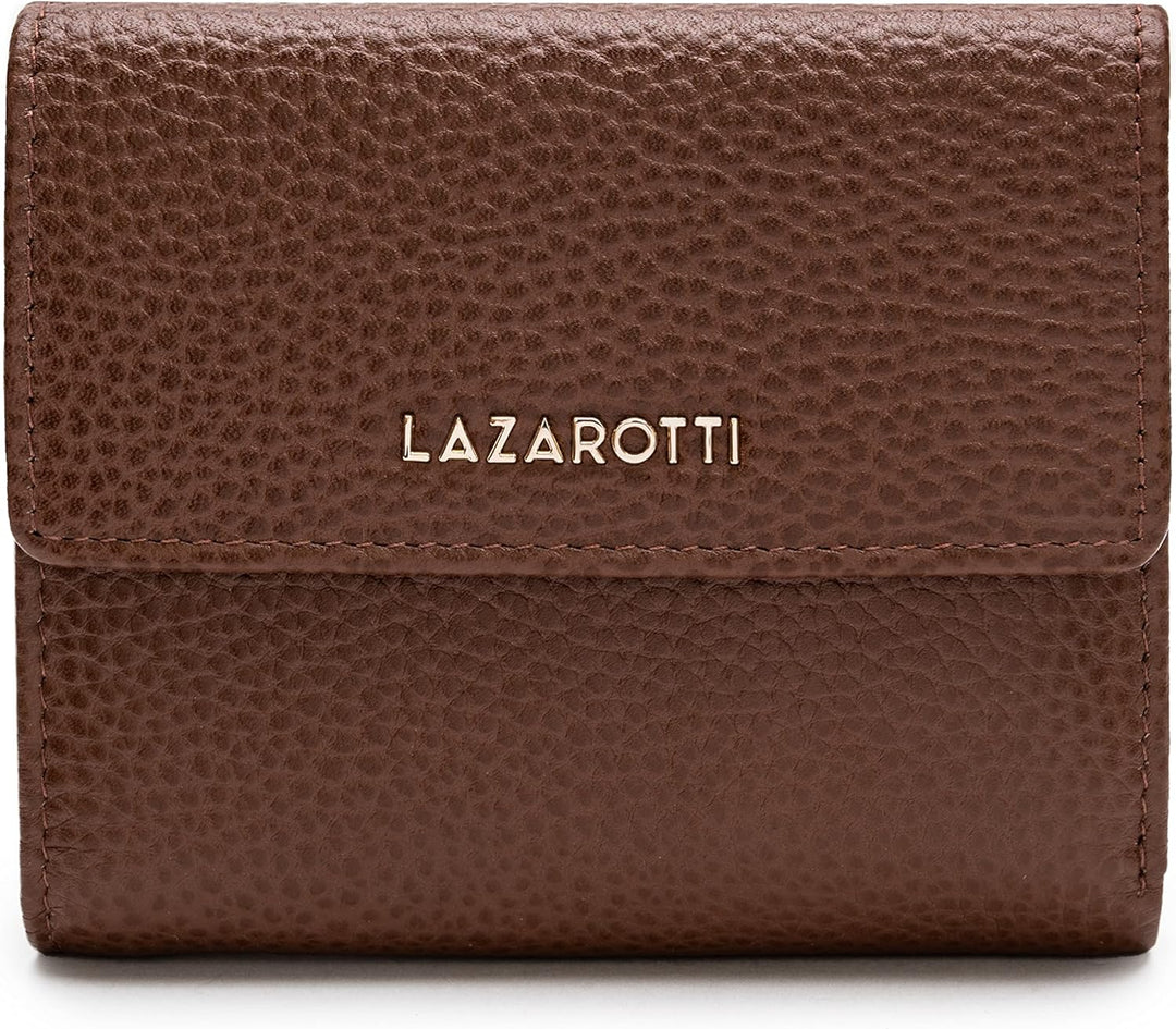 Lazarotti Bologna mittelgrosse Leder Geldbörse Damen | mit Druckknopf, 8 Kartenfächer, Münzfach, RFI