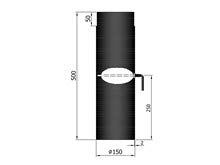 AdoroSol Vertriebs GmbH Rauchrohr mit 500 mm Länge und Drosselklappe in Schwarz 2 mm Stärke Ø 150 mm