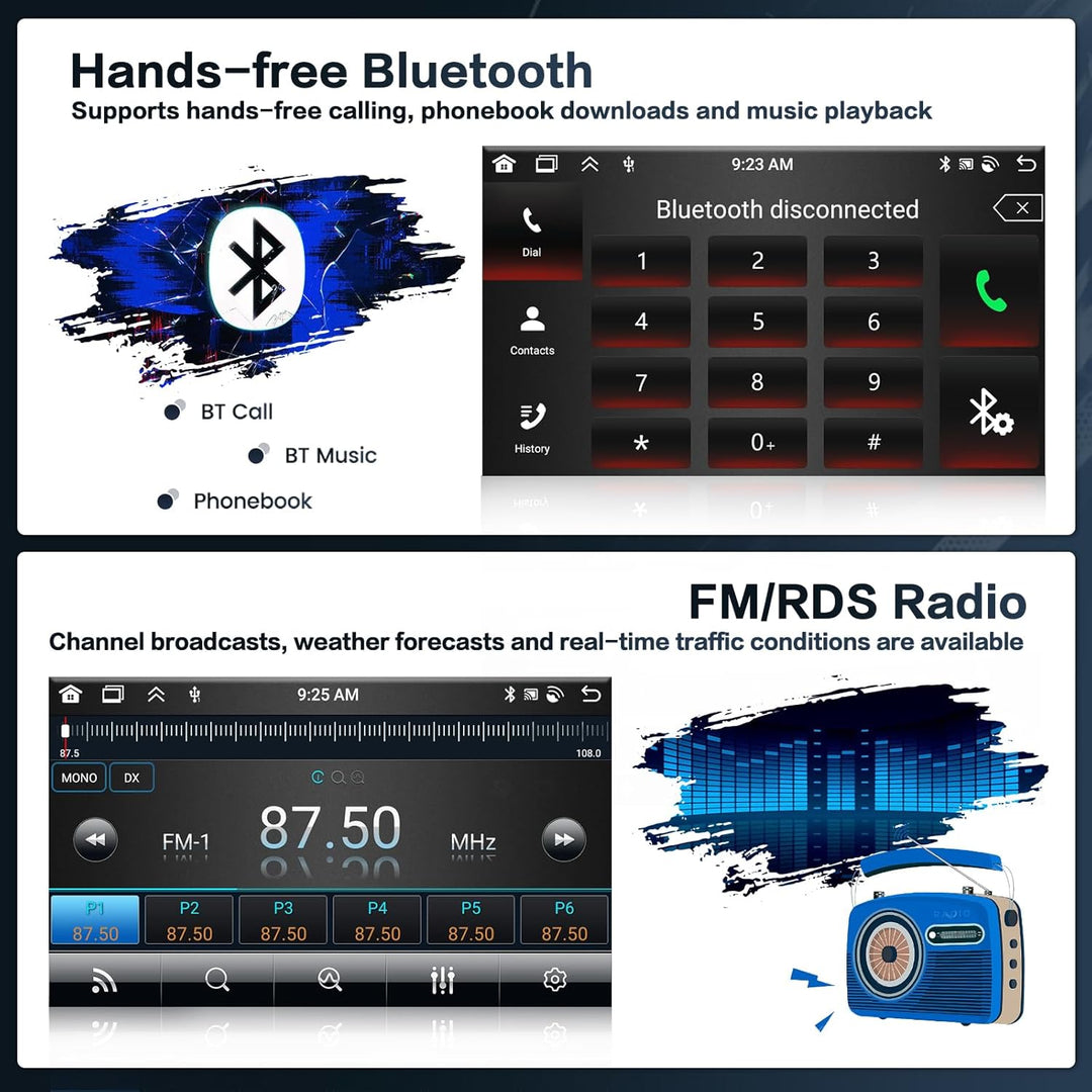 Android 15 Radio für Kia Sportage 2010-2016 mit Wireless CarPlay 4+64G, 9 Zoll Bildschirm mit Androi