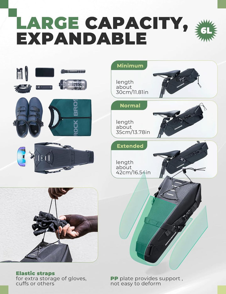 ROCKBROS Satteltasche Bikepacking 3-5L Fahrradtasche 100% Wasserdicht Tasche für Outdoor Radsport Mo