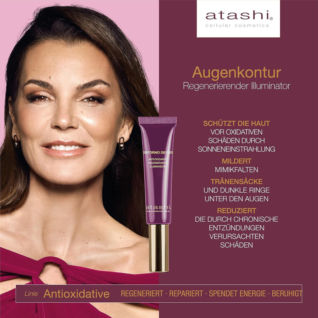 Atashi | Augenkontur aufhellender Regenerator + Augencreme Gegen Falten und Augenring | Reduziert Mi
