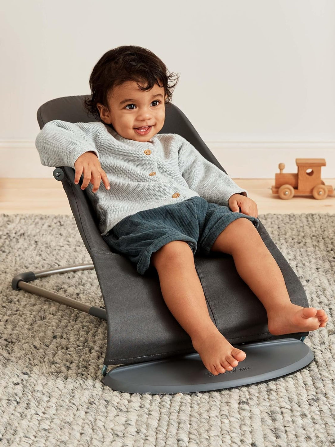 BabyBjörn Babywippe Bliss, Gewebt, Klassische Steppung ,Anthrazitgrau