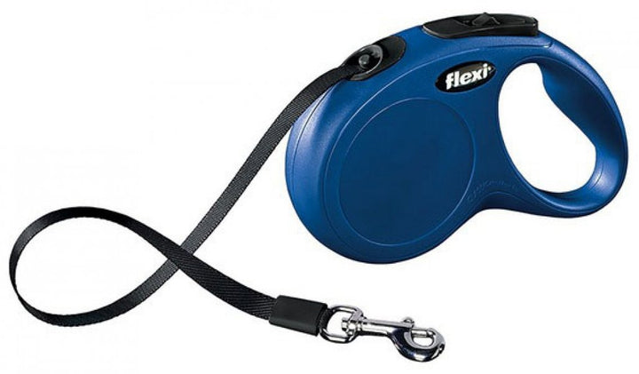 flexi Roll-Leine New Classic M-L Gurt 5 m blau für Hunde bis max. 50 kg, blau