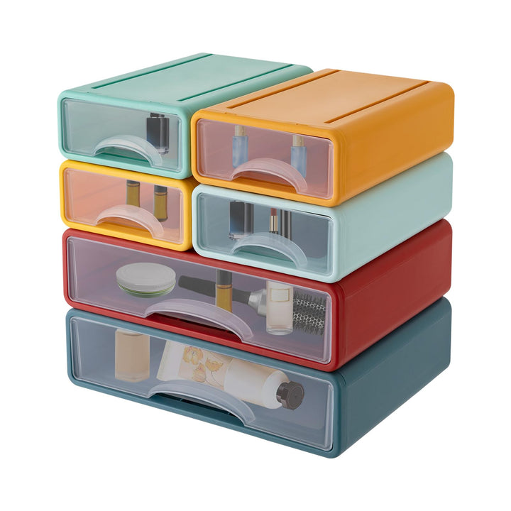 Schreibtisch Organizer 6 Fächer Geschlossenen Schubladen Stapelbar Plastik Büro Schubladenbox mit Gr